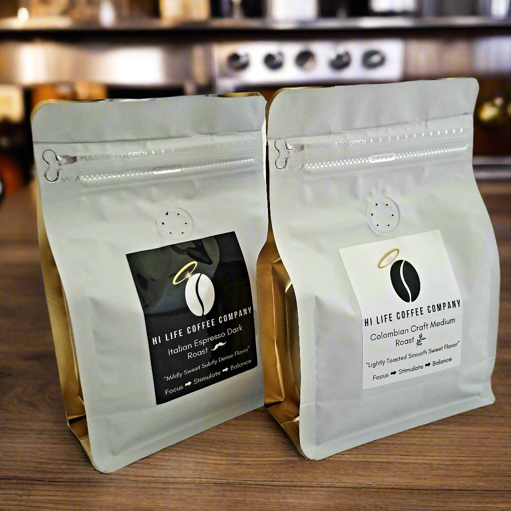 2 Pack Variety Italian Dark & Colombian Medium Coffee Bags 8oz each